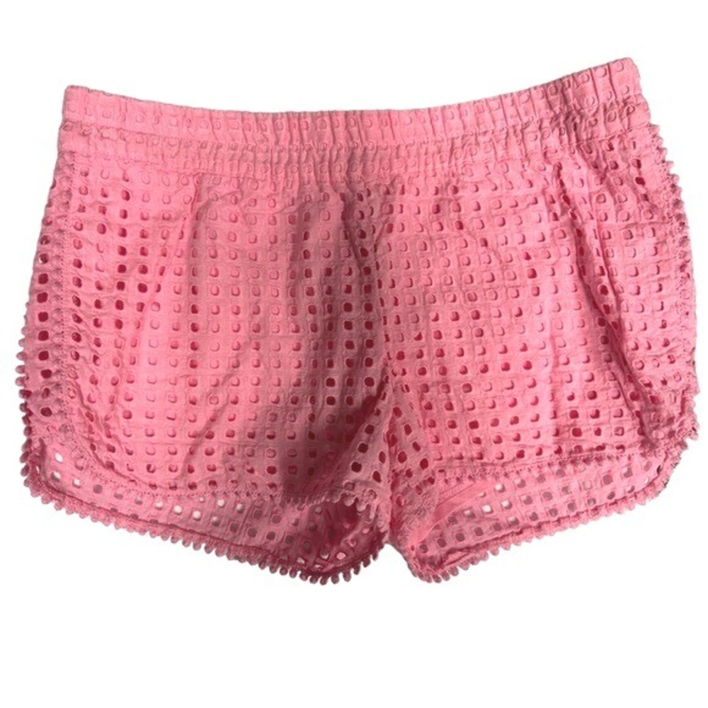 Lilly Pulitzer Pink Eyelet Pull On Shorts‎ Size M Twee Dainty Feminine Barbie